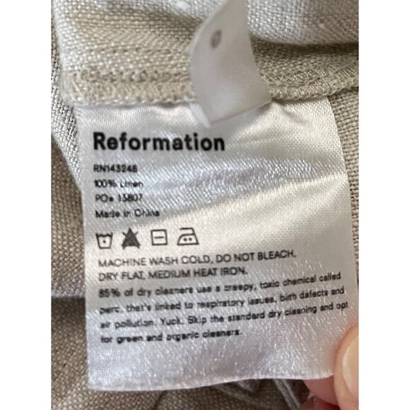 Reformation Beige Linen Wide-Leg Pants Size 6 - Picture 6 of 6